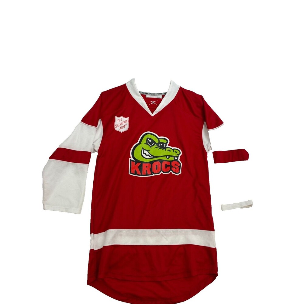 TronX KROCS Hockey Jersey JR L XL Red White Salvation Army #98 Long Sleeve